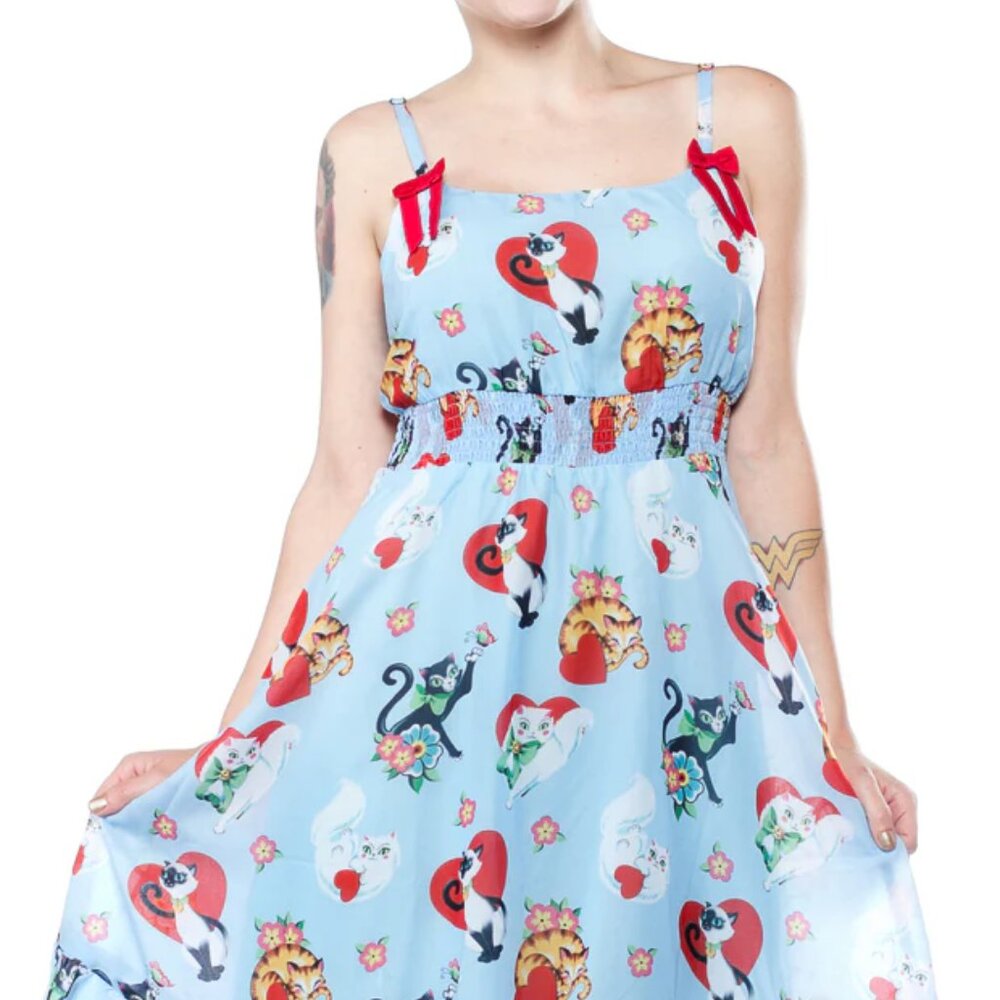 Sourpuss Cat Lady Valentine Kitten Baby Doll Dress